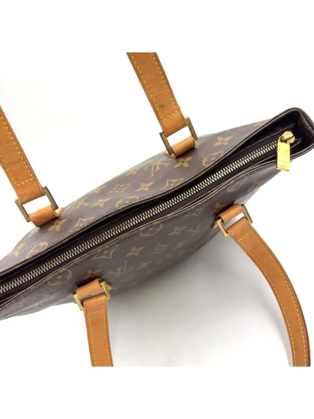 Louis Vuitton Cabas Piano Monogram Leather Brown Light Tote Gold
